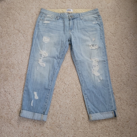 Paige Light Wash Distressed Jimmy Jimmy Crop - Picture 1 of 6